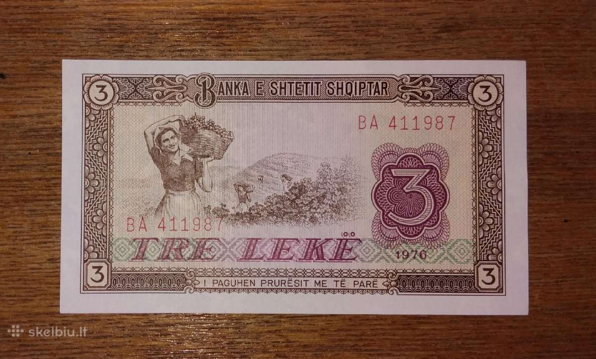 Albanijos 3 leke banknotas