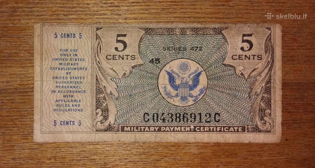 JAV "Kariniai" 5 centu banknotas