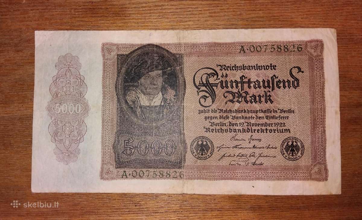 Vokietijos"hiperinfliacinis" 5.000markių banknotas