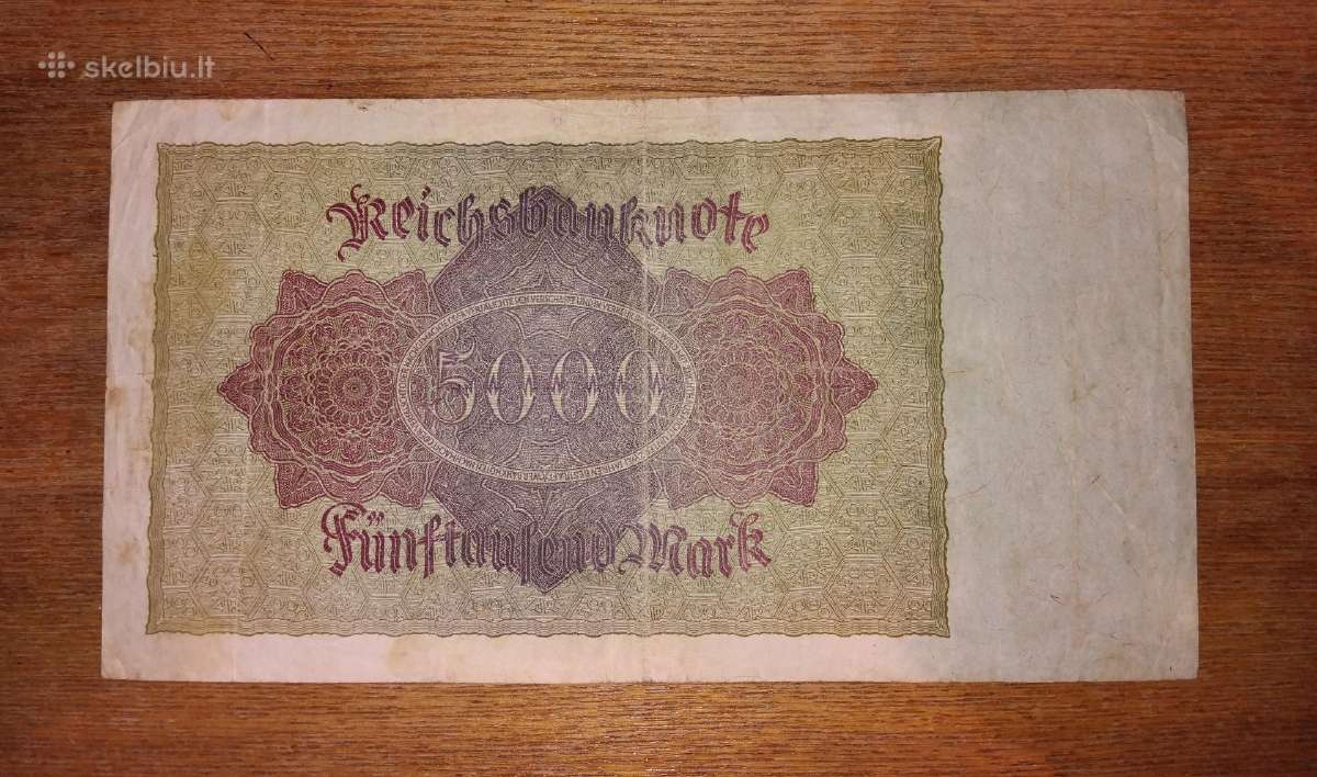 Vokietijos"hiperinfliacinis" 5.000markių banknotas - nuotraukos Nr. 2
