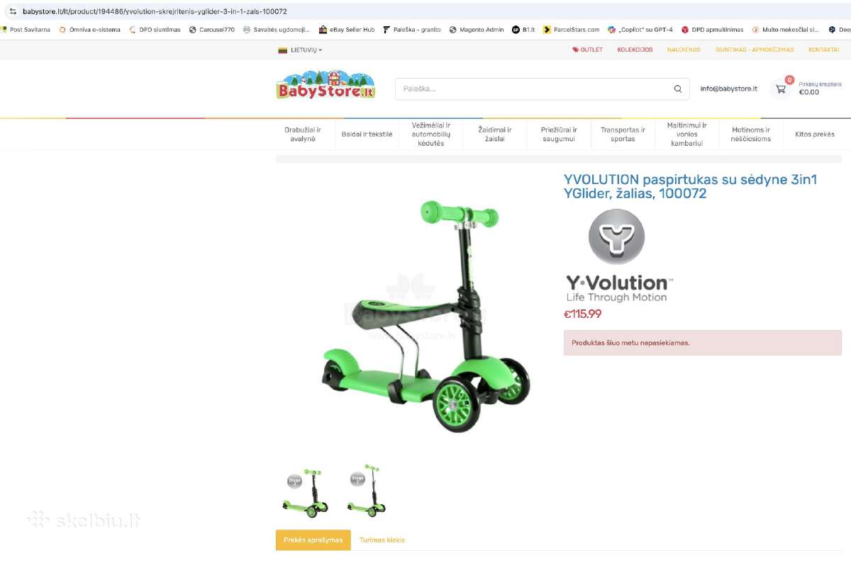 Paspirtukas Yvolution Y Glider XL ir 3in1 - nuotraukos Nr. 9