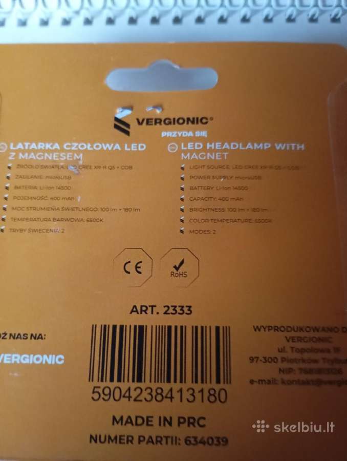LED zibintuvelis ant galvos,ikraunamas Li-ion - nuotraukos Nr. 2