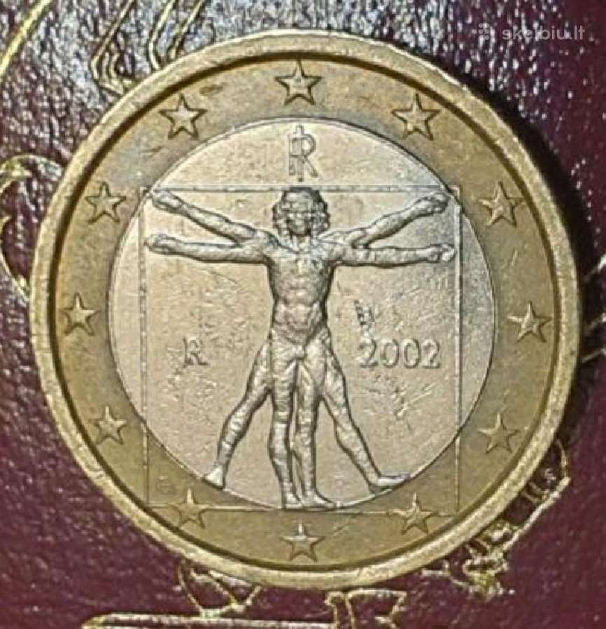 1 Euro 2002 Averso pasukimas reverso atžvilgiu - nuotraukos Nr. 2