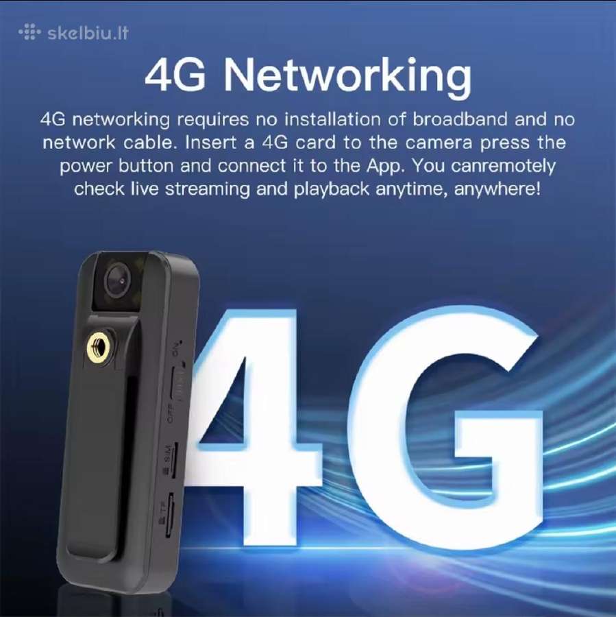 4G slapta 4k kamerytė (įkraunama)