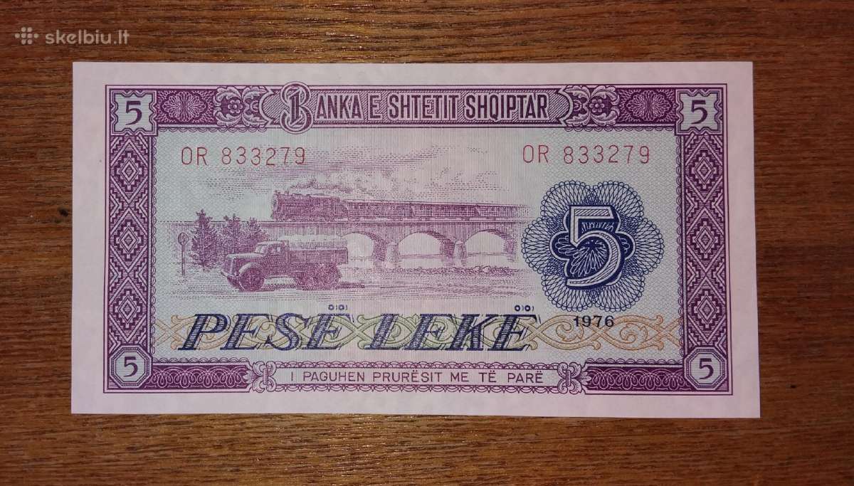 Albanijos 5 leke banknotas