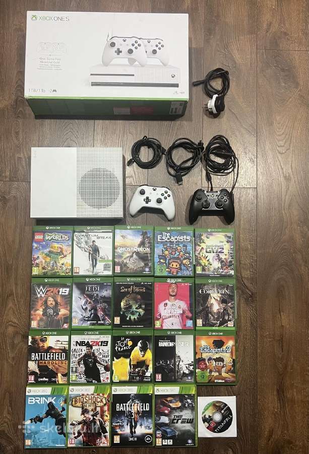 Xbox One S, White, 1tb/20 žaidimu/2 pultai