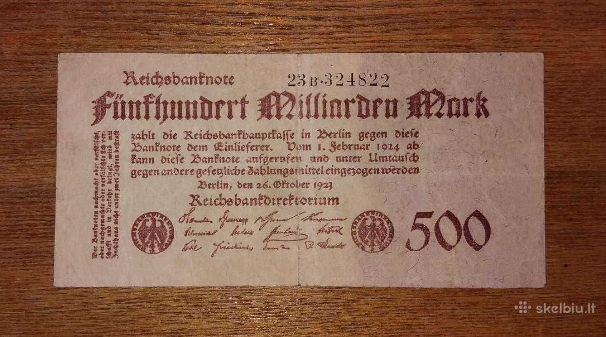 Vokietijos 500 mlrd markių banknotas