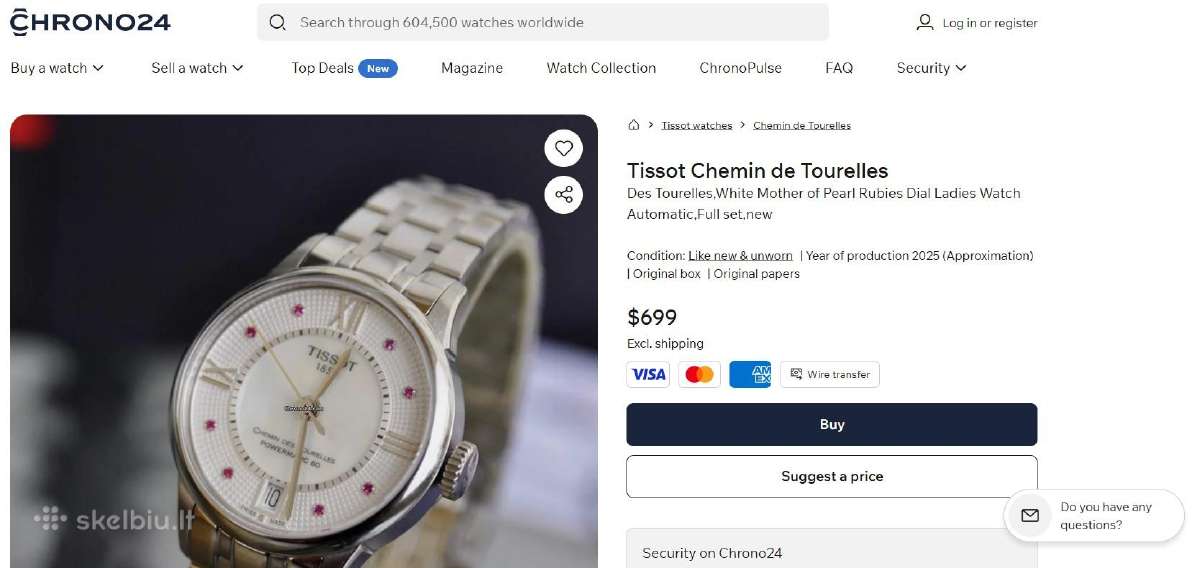 Tissot Chemin Des Tourelles White Mother of Pearl - nuotraukos Nr. 6