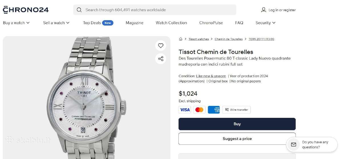 Tissot Chemin Des Tourelles White Mother of Pearl - nuotraukos Nr. 7