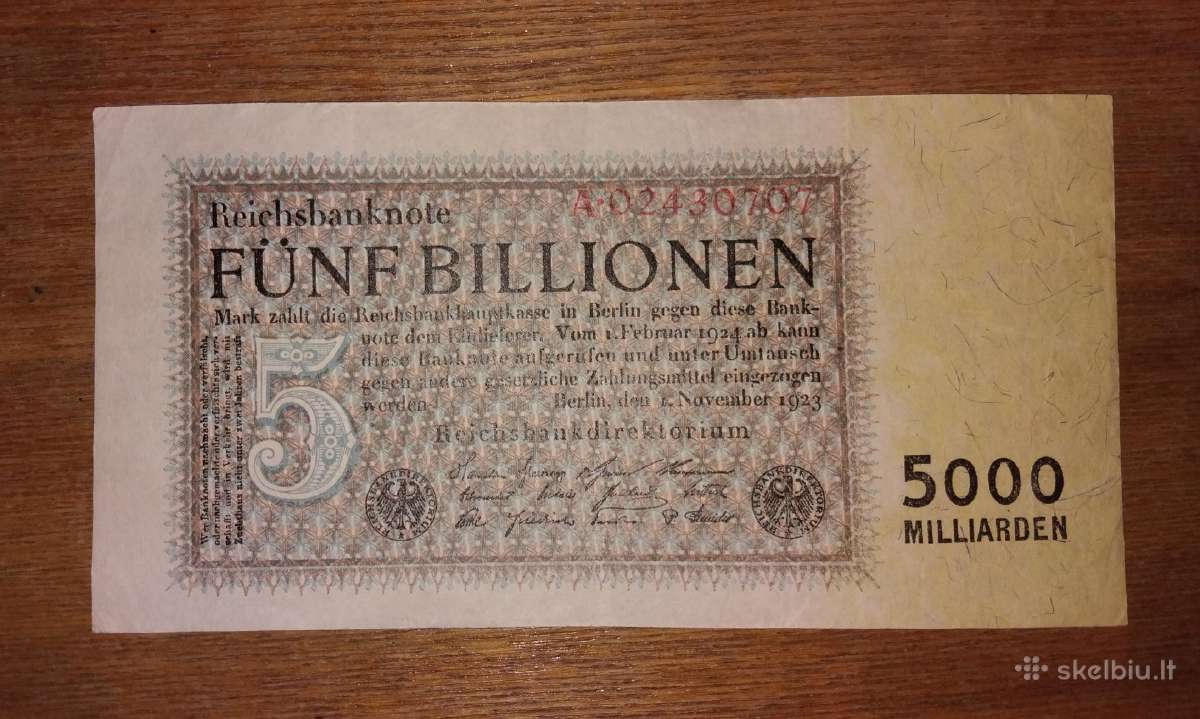 Vokietijos 5.000 mlrd markių banknotas