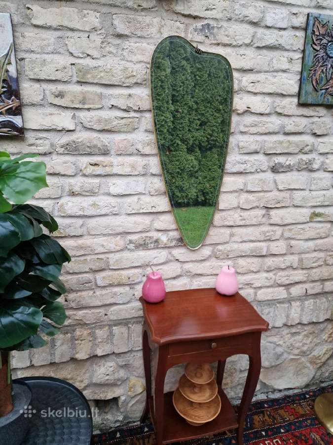 Vintažinis mid century asimetrinis veidrodis - nuotraukos Nr. 4
