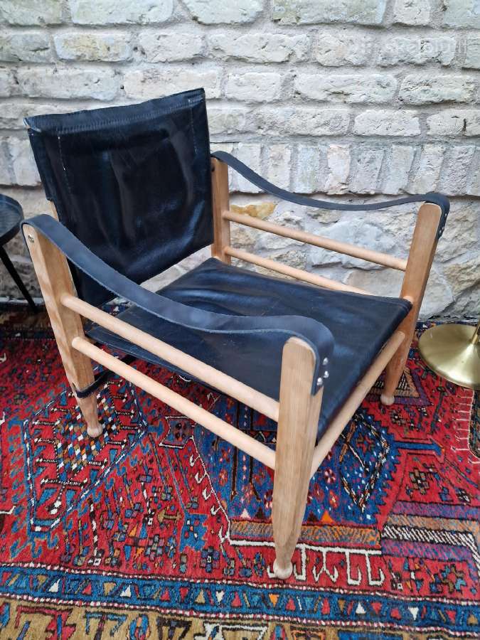 Vintažinis mid century odos/buko krėslas "Safari" - nuotraukos Nr. 7