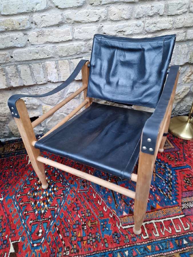 Vintažinis mid century odos/buko krėslas "Safari" - nuotraukos Nr. 16