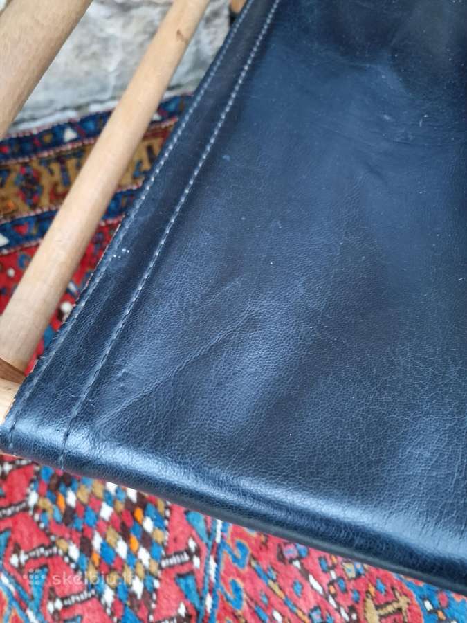 Vintažinis mid century odos/buko krėslas "Safari" - nuotraukos Nr. 20