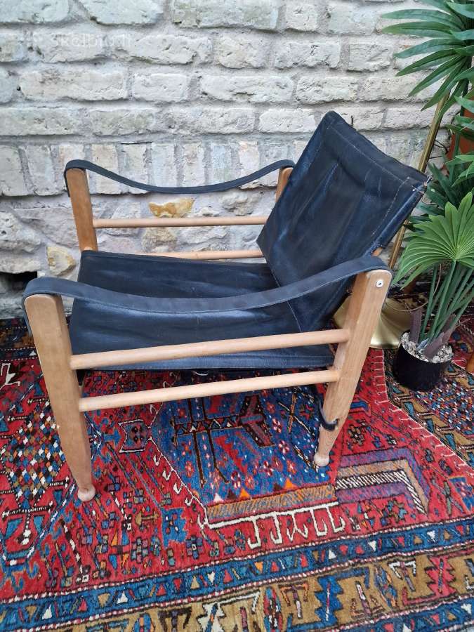 Vintažinis mid century odos/buko krėslas "Safari" - nuotraukos Nr. 21