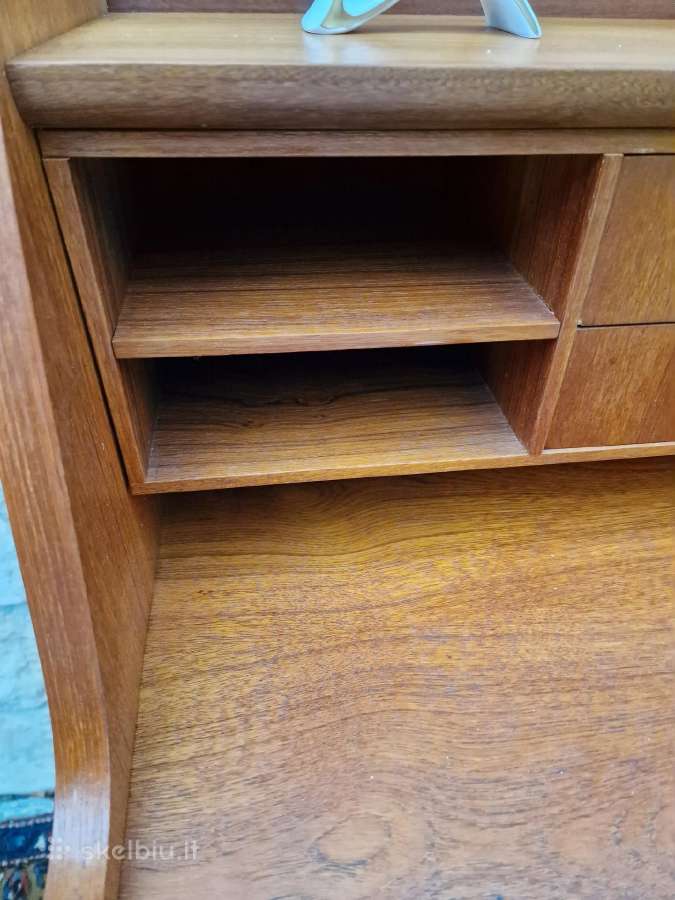 Vintažinis mid century tikmedžio rašomasis stalas - nuotraukos Nr. 19