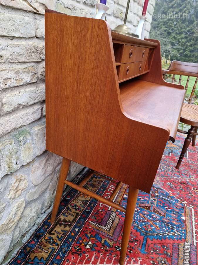 Vintažinis mid century tikmedžio rašomasis stalas - nuotraukos Nr. 22