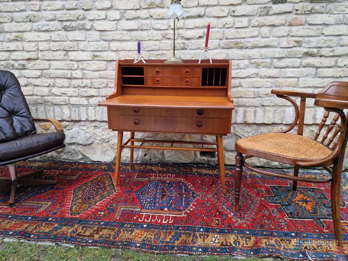 Vintažinis mid century tikmedžio rašomasis stalas - nuotraukos Nr. 35