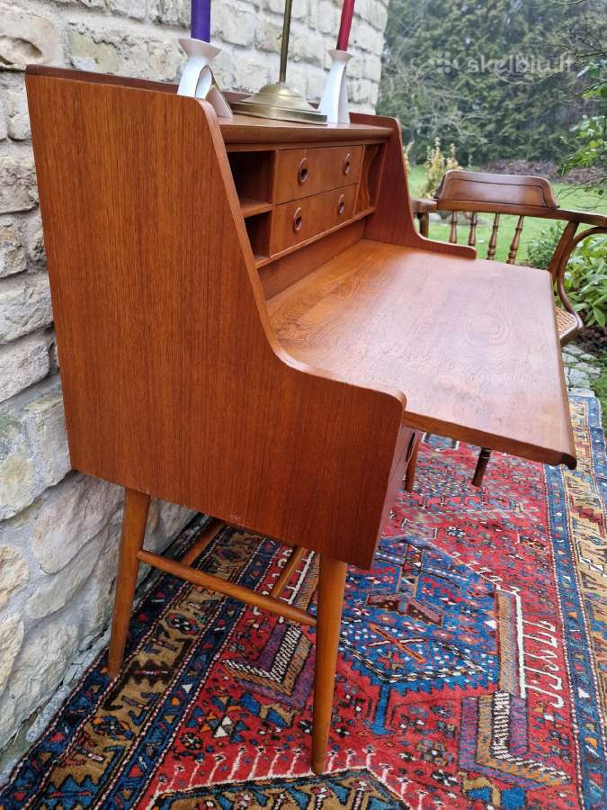 Vintažinis mid century tikmedžio rašomasis stalas - nuotraukos Nr. 37