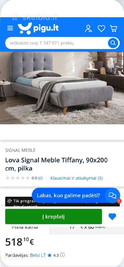 Lova su grotelėm 90x200 - nuotraukos Nr. 2