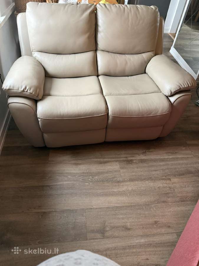 Parduodu -dvivietis natūralios odos fotelis