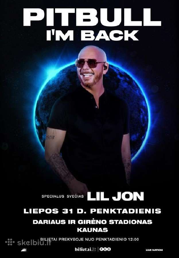 Parduodu 4 stovimus bilietus į Pitbull koncertą