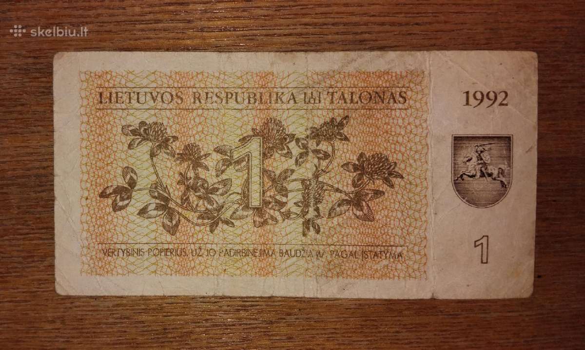 Lietuvos 1 talono banknotas - nuotraukos Nr. 2