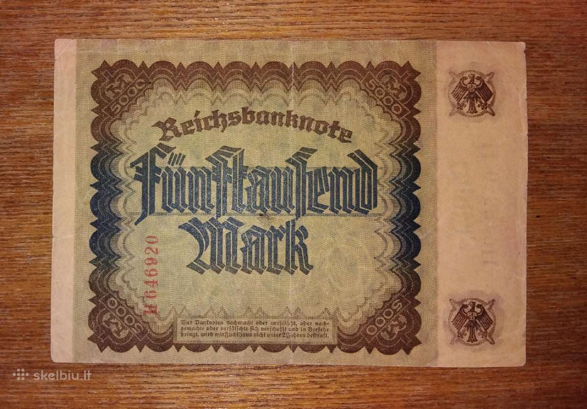 Vokietijos 5.000 markių banknotas - nuotraukos Nr. 2