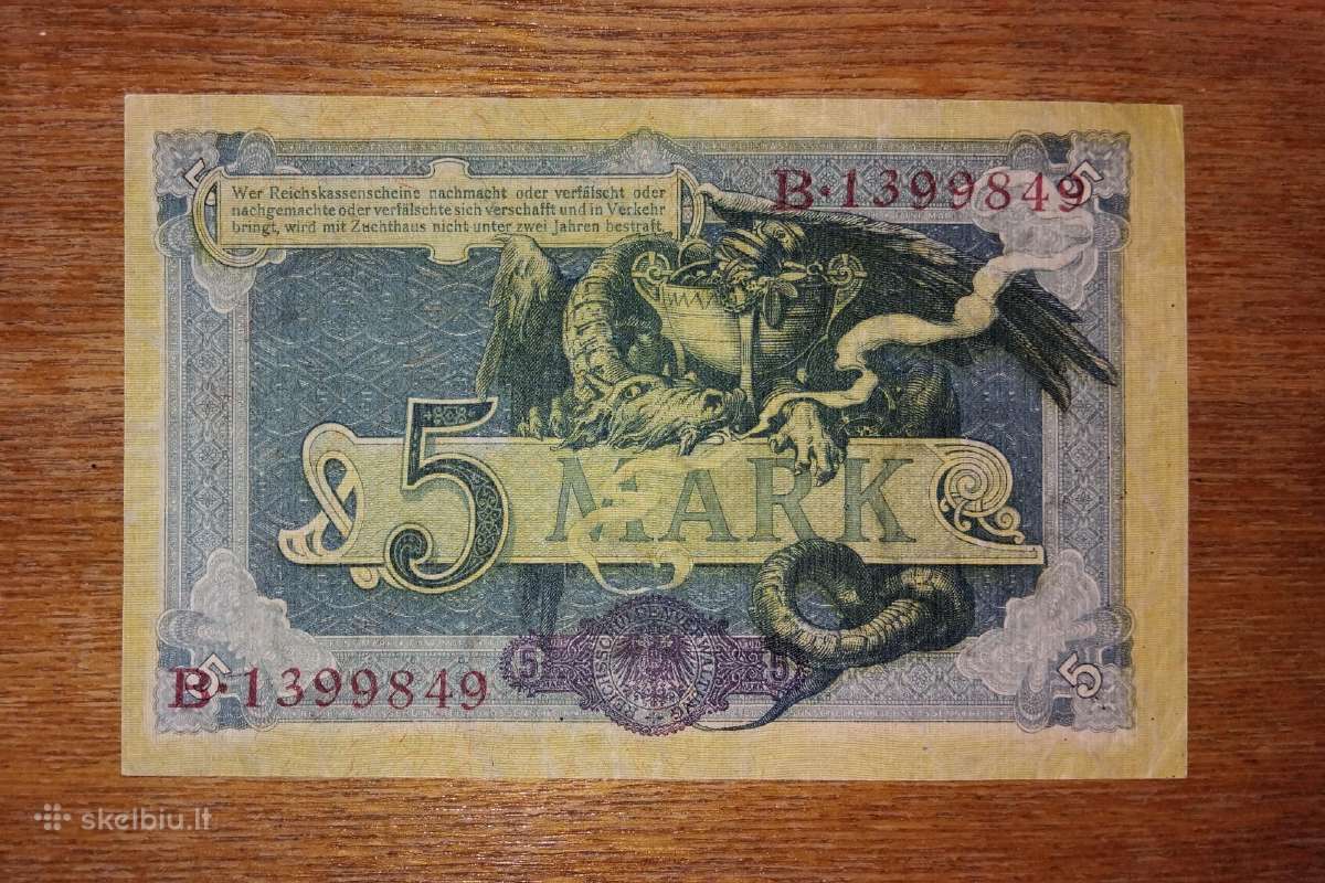 Vokietijos 5 markių banknotas - nuotraukos Nr. 2