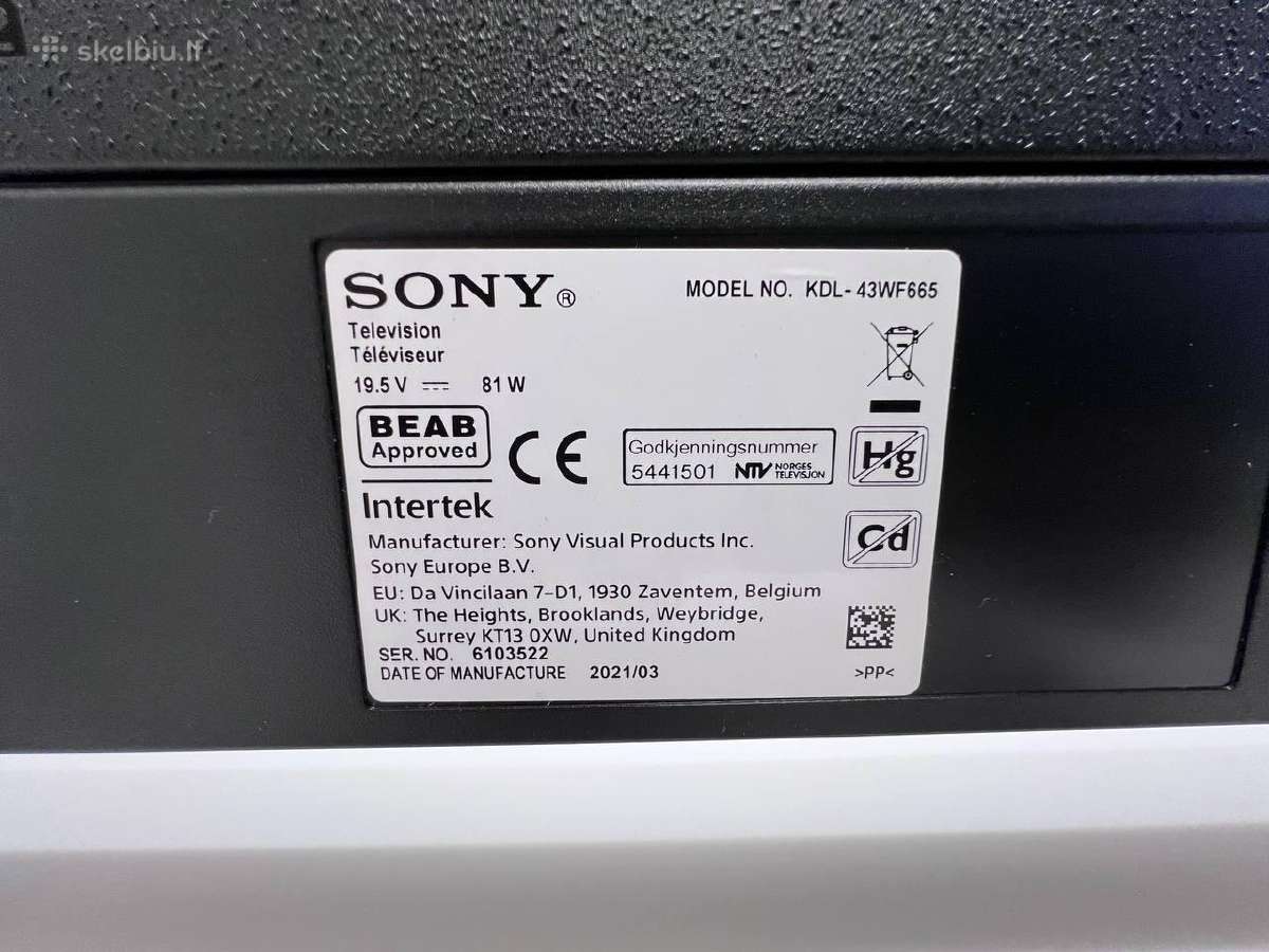 TV Sony Kdl-43wf665 Smart TV - nuotraukos Nr. 5