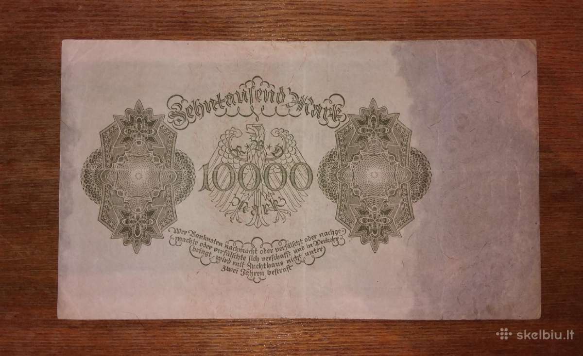 Vokietijos 10.000 markių banknotas - nuotraukos Nr. 2