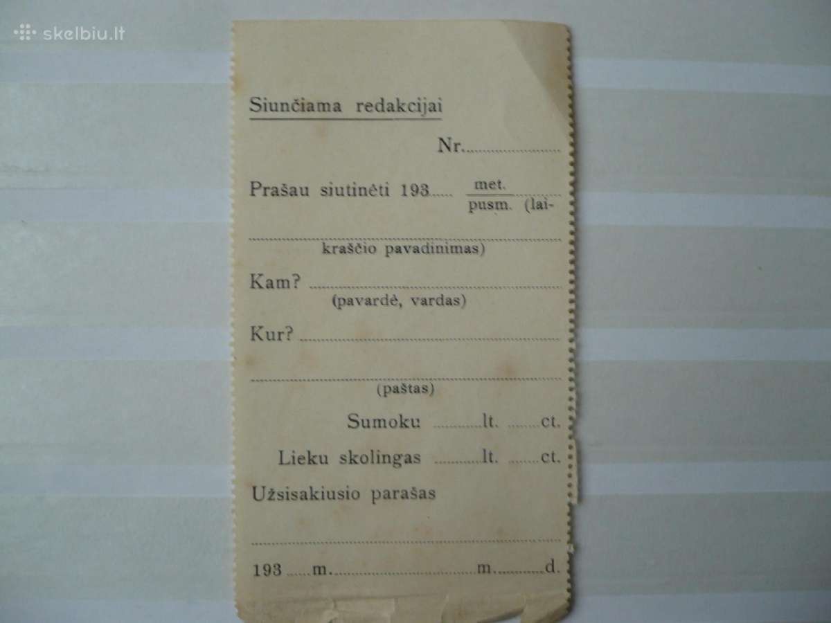 Prenumeratos lapelis 1930m