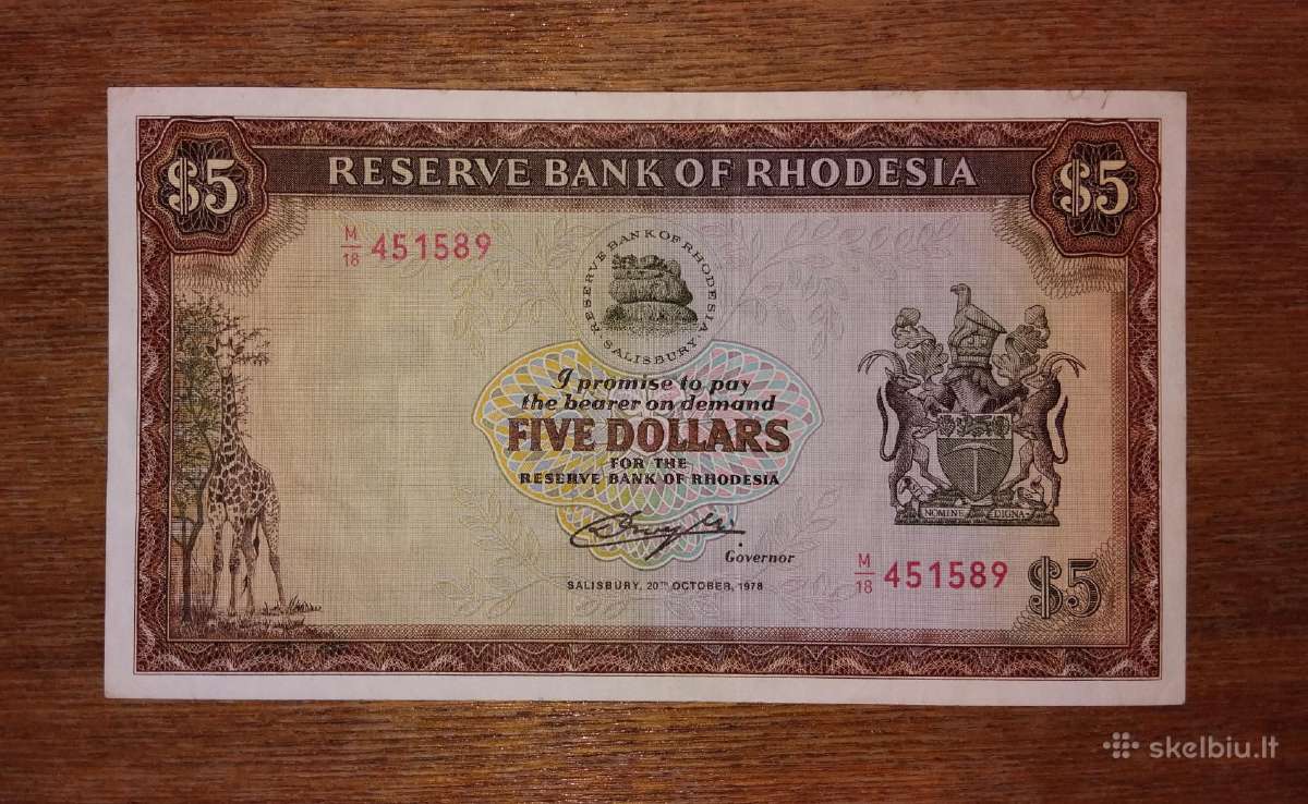 Rodeža 5 $ banknotas