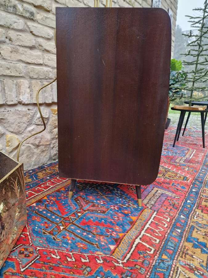 Vintažinė mid century riešutmedžio spintelė/baras - nuotraukos Nr. 15