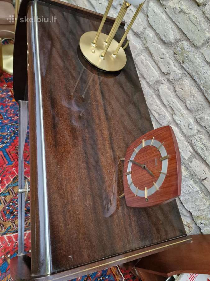 Vintažinė mid century riešutmedžio spintelė/baras - nuotraukos Nr. 17