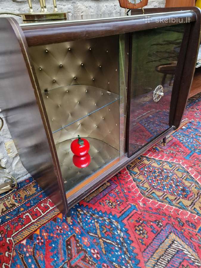 Vintažinė mid century riešutmedžio spintelė/baras - nuotraukos Nr. 21