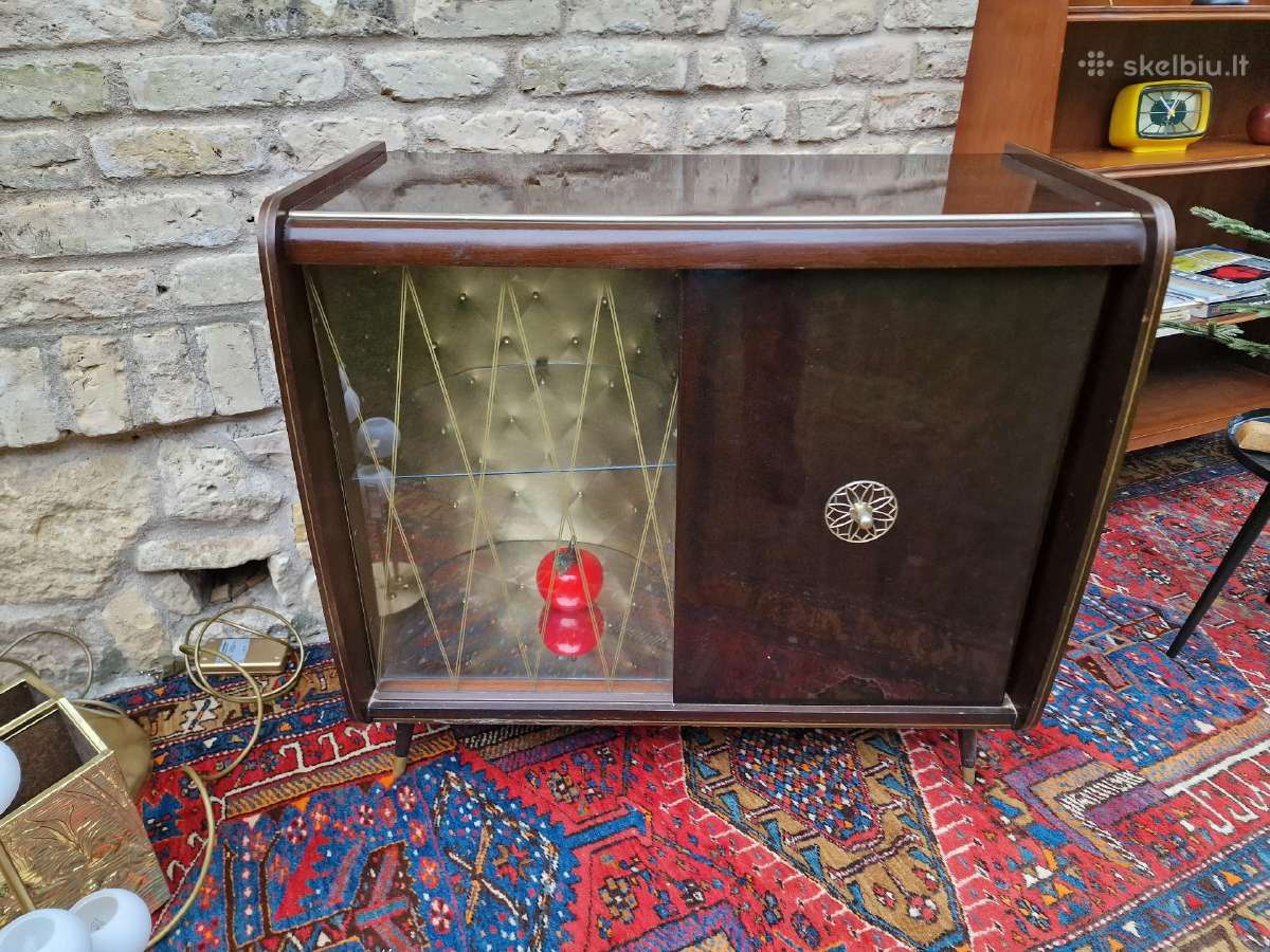 Vintažinė mid century riešutmedžio spintelė/baras - nuotraukos Nr. 22