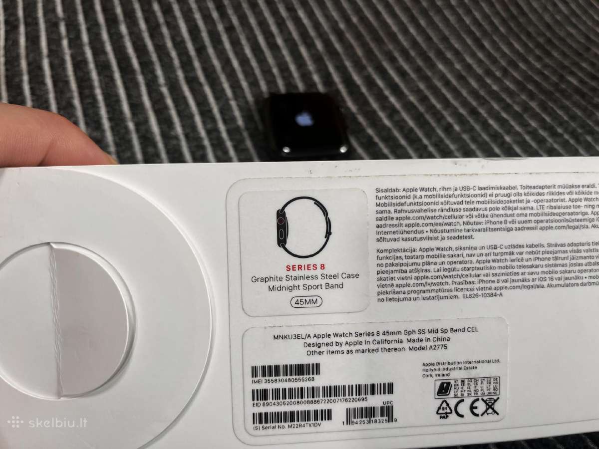 Apple Watch 8 45mm Stainless Steel Graphite esim - nuotraukos Nr. 2