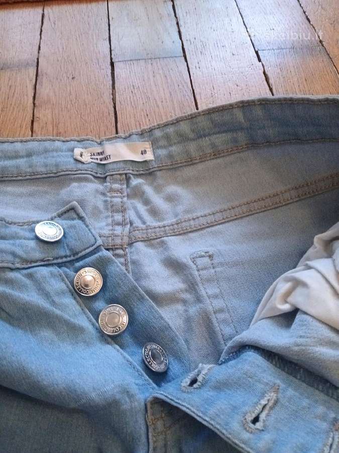 Šviesiai mėlyni skinny džinsai, aukštas liemuo - nuotraukos Nr. 3