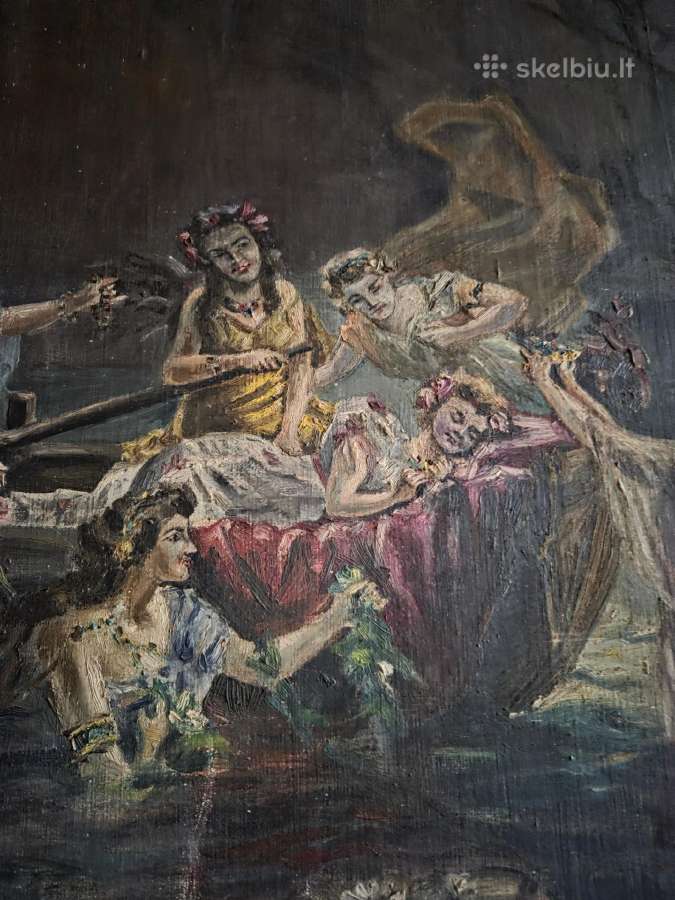 Didelis vintažinis paveikslas "Laumės" - nuotraukos Nr. 3