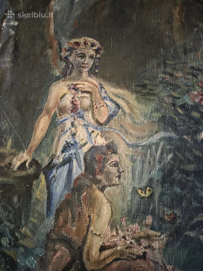 Didelis vintažinis paveikslas "Laumės" - nuotraukos Nr. 4