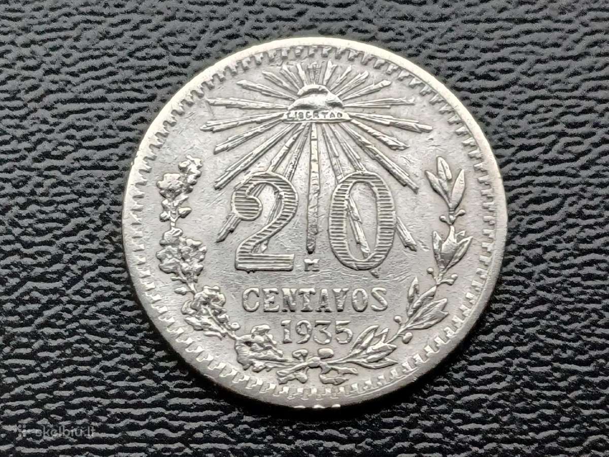 20 centavų 1935m. Meksika sidabras