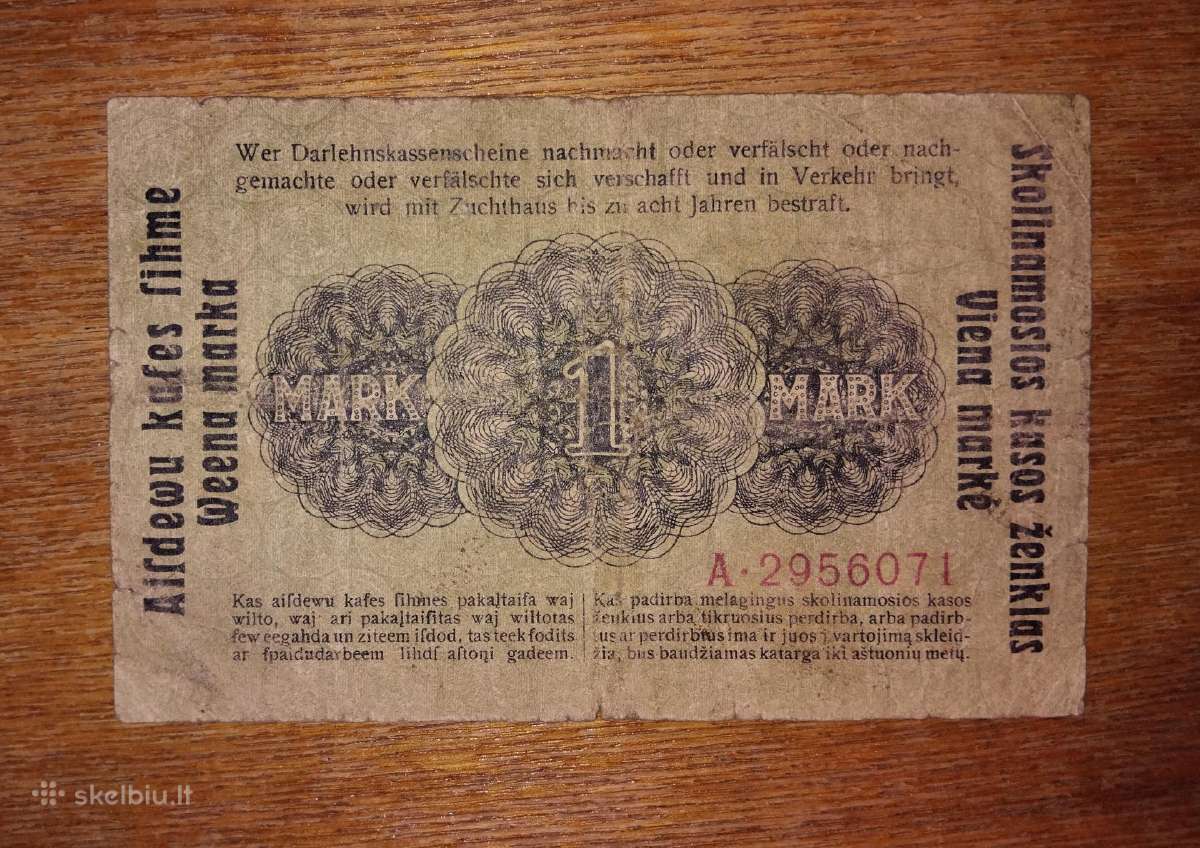 Vokietijos 1 ost markės banknotas - nuotraukos Nr. 2