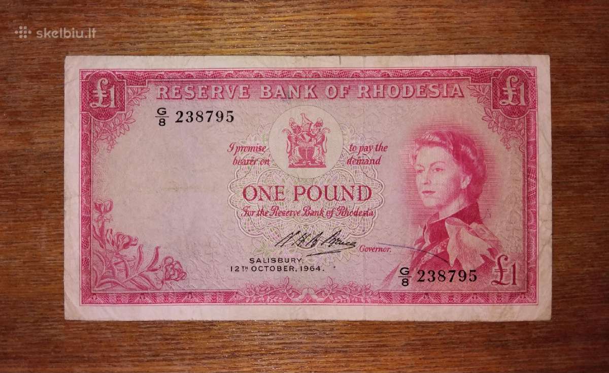 Rodeža 1 £ banknotas