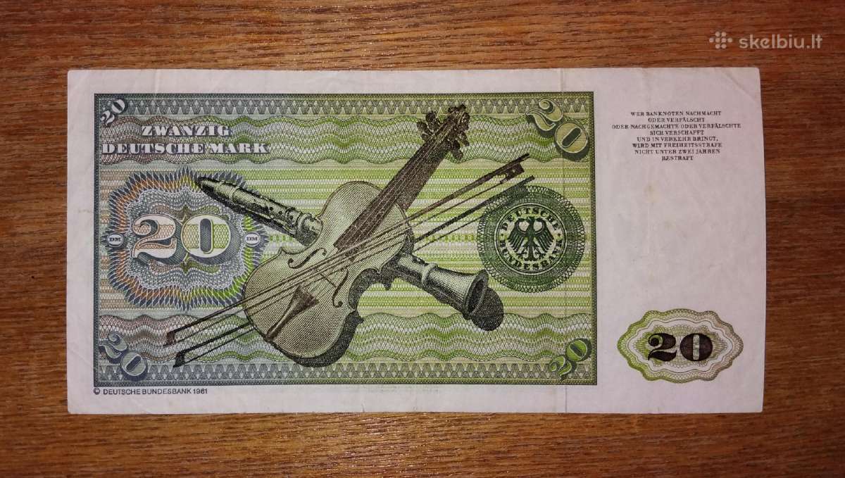 Vokietijos 20 markių banknotas - nuotraukos Nr. 2