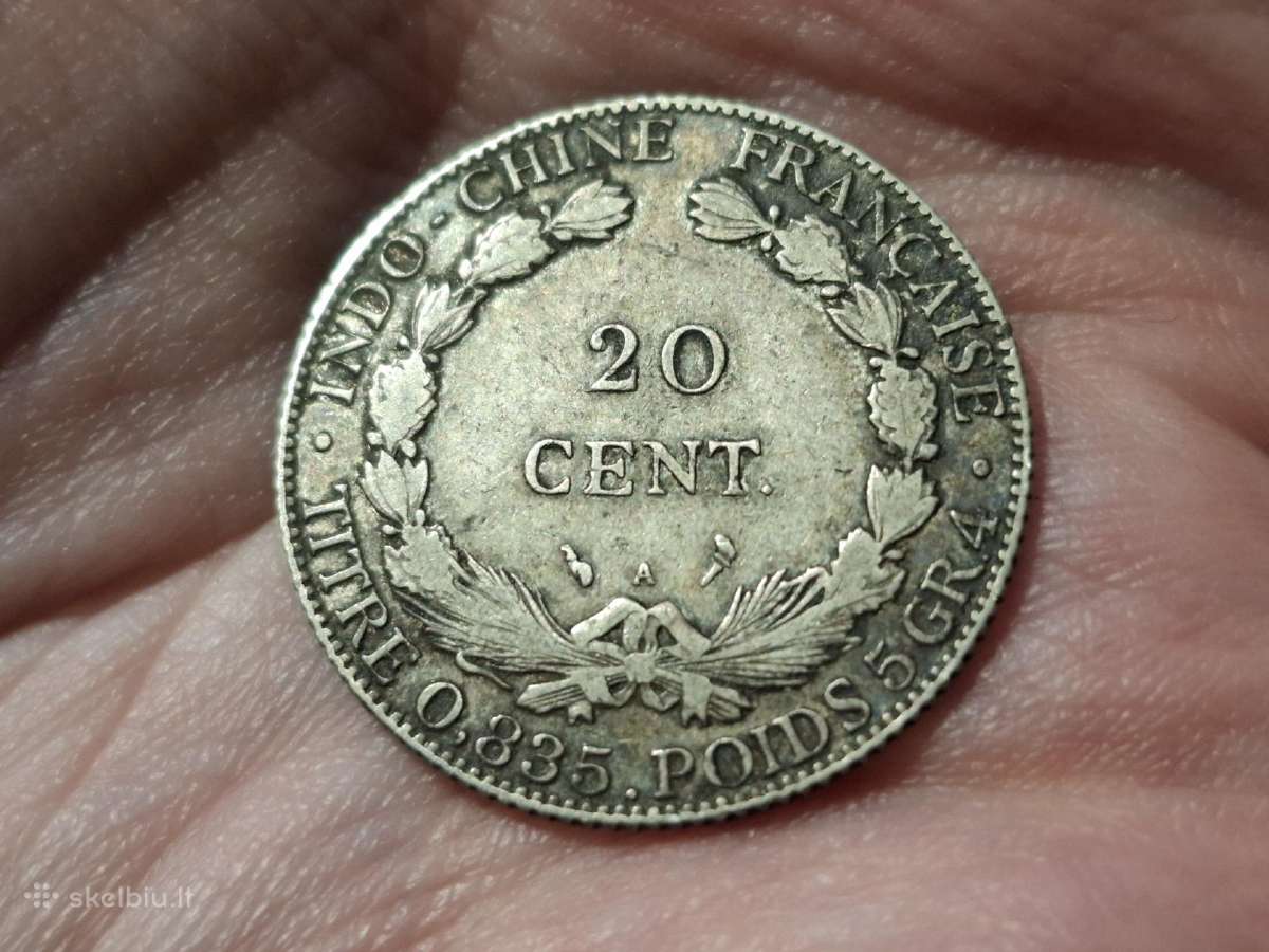 Indokinija 20 sentimų 1902 sidabras