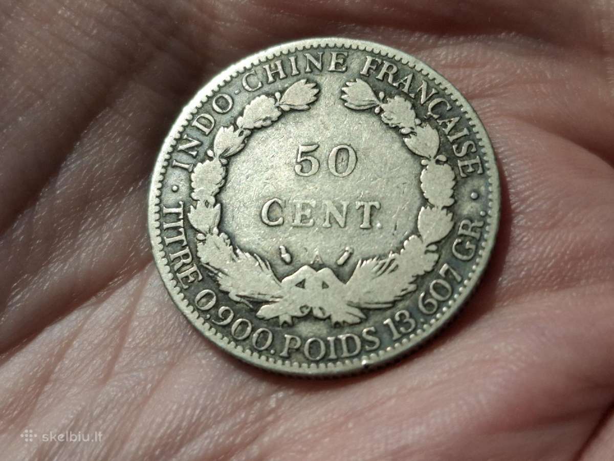 Indokinija 50 sentimų 1895 sidabras