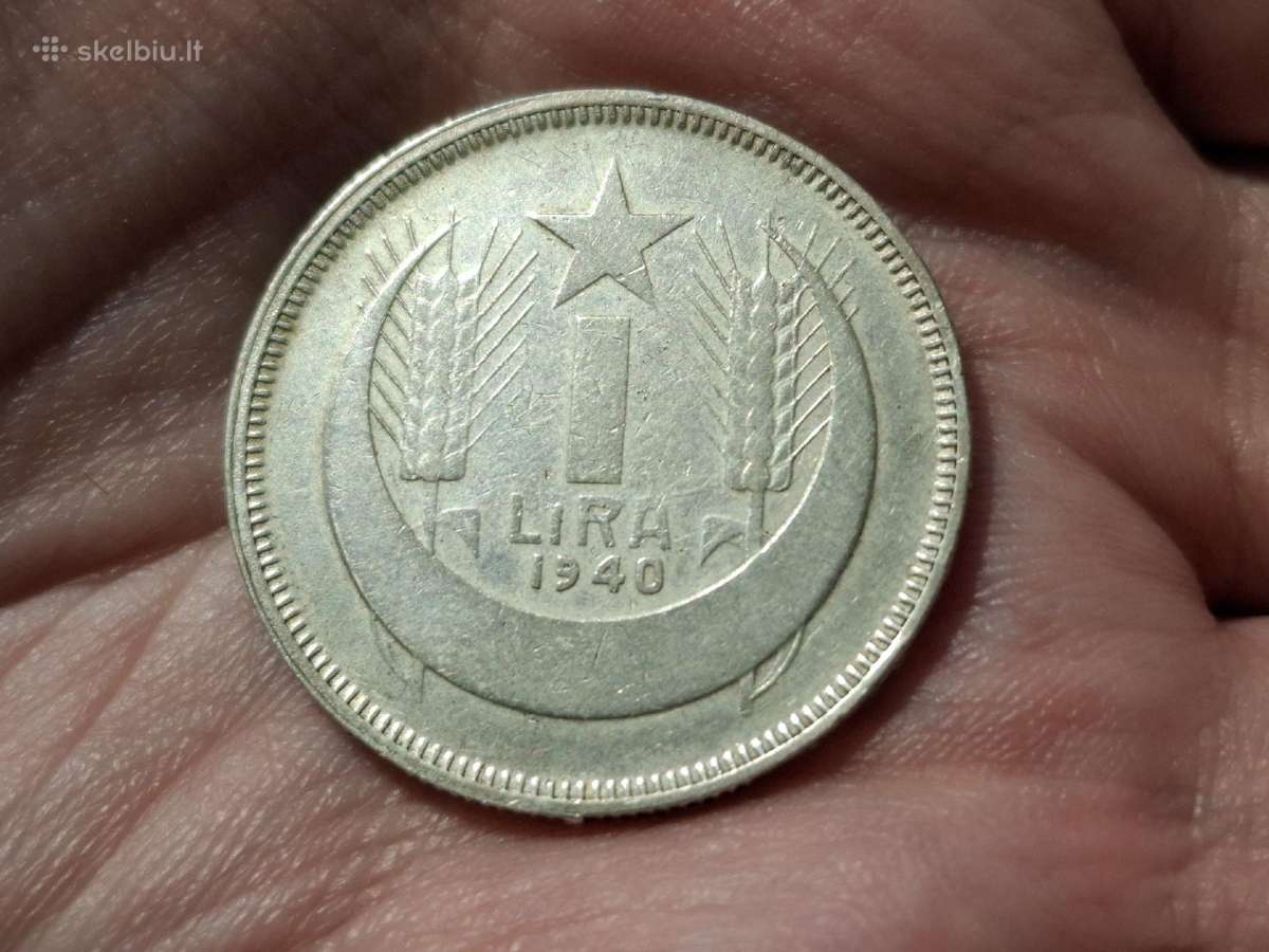 Turkija 1 lira 1940 sidabras