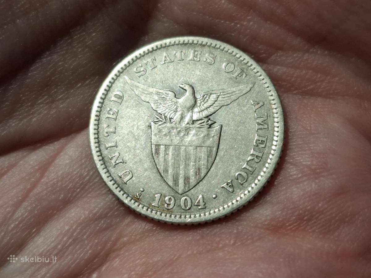Filipinai 20 sentavų 1904 sidabras - nuotraukos Nr. 2