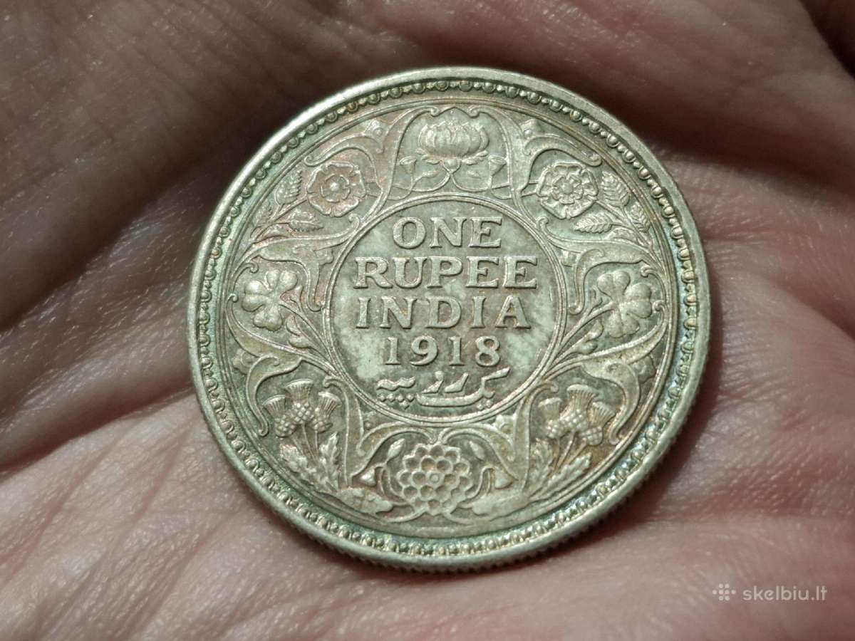Britų Indija 1 rupija 1918 sidabras